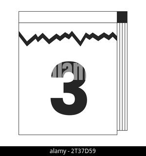 Calender tear-off black and white 2D line cartoon object Stock Vector