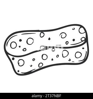Outline doodle sponge icon. Hand drawn cleaning equipment vector illustration. House work supply Stock Vector