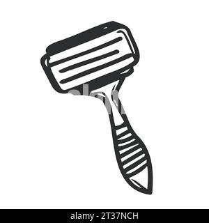 Vector hand drawn Razor outline sketch. Safety razor for shaving doodle icon Stock Vector