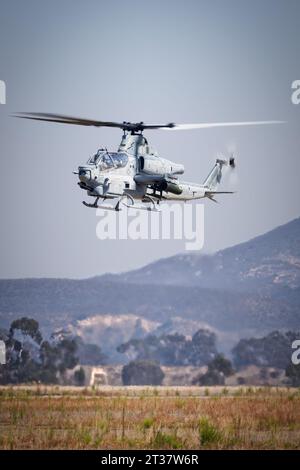 Miramar, California, USA - September 24, 2023: An AH-1Z Viper, part of the Marine Air Ground Task Force (MAGTF) at America's Airshow 2023. Stock Photo
