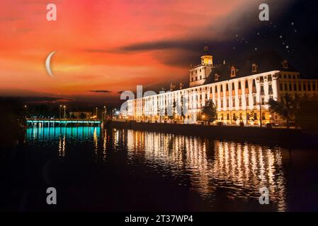 University of Wroclaw at night. Poland Stock Photo