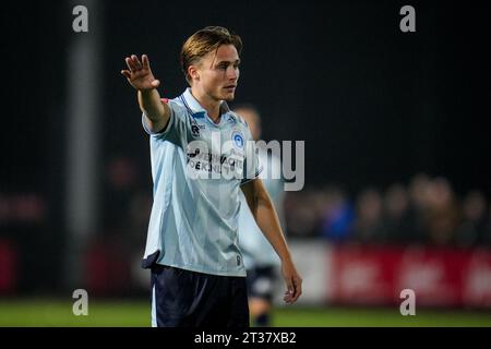 Wijdewormer, Netherlands. 23rd Oct, 2023. WIJDEWORMER, NETHERLANDS - OCTOBER 23: Donny Warmerdam of De Graafschap gestures during the Dutch Keuken Kampioen Divisie match between Jong AZ and De Graafschap at the AFAS Trainingscomplex on October 23, 2023 in Wijdewormer, Netherlands. (Photo by Rene Nijhuis/Orange Pictures) Credit: Orange Pics BV/Alamy Live News Stock Photo