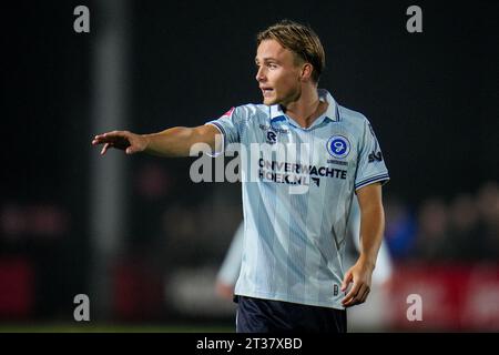 Wijdewormer, Netherlands. 23rd Oct, 2023. WIJDEWORMER, NETHERLANDS - OCTOBER 23: Donny Warmerdam of De Graafschap gestures during the Dutch Keuken Kampioen Divisie match between Jong AZ and De Graafschap at the AFAS Trainingscomplex on October 23, 2023 in Wijdewormer, Netherlands. (Photo by Rene Nijhuis/Orange Pictures) Credit: Orange Pics BV/Alamy Live News Stock Photo