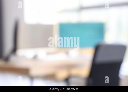 Blurred view of modern office with computers Stock Photo