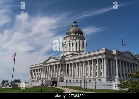 Salt Lake City, Utah – September 12, 2023: Utah State Capitol Building with Copy Space Stock Photo
