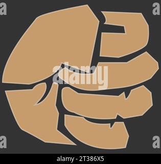 A fist, punch, closed hand, fighting symbol, martial arts symbol, fist illustration, human power, brown and grey hand, struggling logo Stock Photo