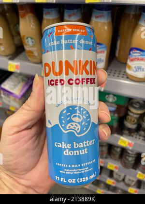 Grovetown, Ga USA - 08 06 23: Walmart grocery store Dunkin Iced coffee Stock Photo