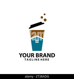 bubble cup coffee house logo desain vector Stock Vector