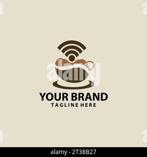 cup coffee wifi logo desain vector Stock Vector
