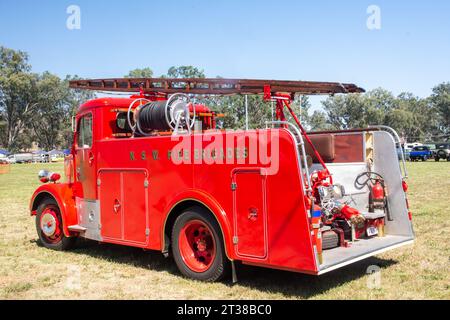 Vintage Dennis Fire Engine Truck on display at a country fair, Dungowan Australia. Stock Photo