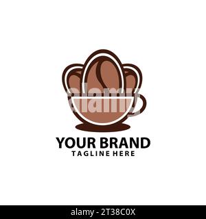 coffee bean mug logo cafe design vector Stock Vector