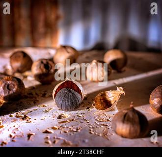 Isoilated black garlic on table Stock Photo