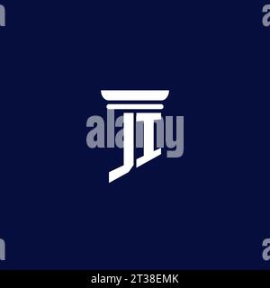 JI initial monogram logo design for law firm company Stock Vector