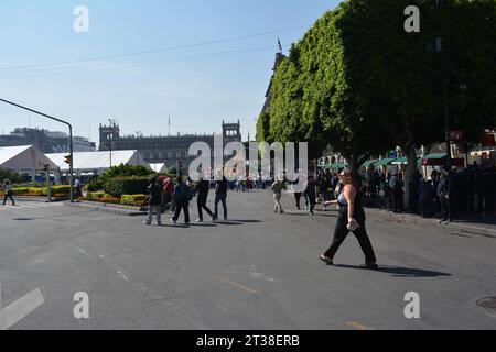 People of all ages gather in Mexico City for the Alebrijes parade on 2023-10-22. The excitement is palpable in the air as people wait for the parade Stock Photo