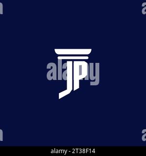 JP initial monogram logo design for law firm company Stock Vector