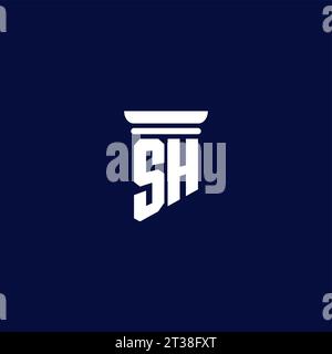 SH initial monogram logo design for law firm company Stock Vector