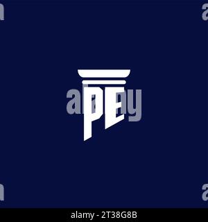 PE initial monogram logo design for law firm company Stock Vector