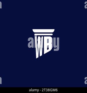 WB initial monogram logo design for law firm company Stock Vector