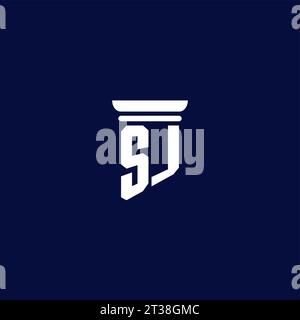 SJ initial monogram logo design for law firm company Stock Vector
