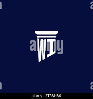 WI initial monogram logo for law office, lawyer, advocate with pillar ...