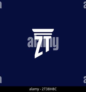 ZT initial monogram logo design for law firm company Stock Vector