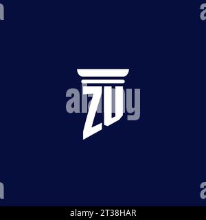 ZU initial monogram logo design for law firm company Stock Vector