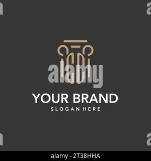 CC logo monogram with pillar style design vector Stock Vector