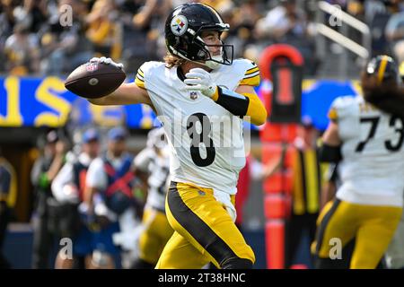 Pittsburgh Steelers quarterback Kenny Pickett (8) during an NFL football game against the Los Angeles Rams, Sunday, Oct. 22, 2023, in Inglewood, Calif Stock Photo