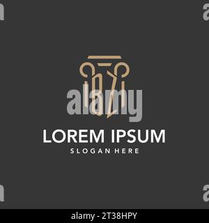 BZ logo monogram with pillar style design vector Stock Vector