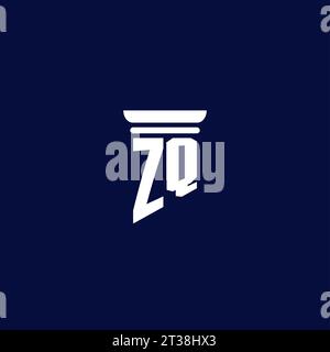 ZQ initial monogram logo design for law firm company Stock Vector