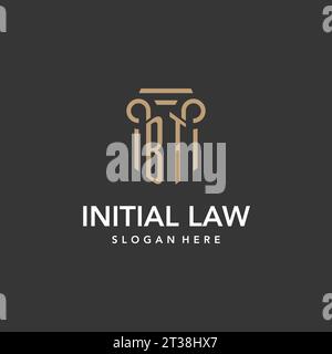 BT logo monogram with pillar style design vector Stock Vector