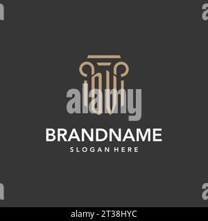 DV logo monogram with pillar style design vector Stock Vector