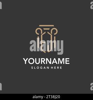 EJ logo monogram with pillar style design vector Stock Vector