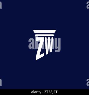 ZW initial monogram logo design for law firm company Stock Vector