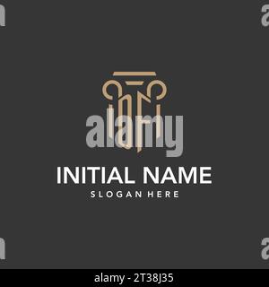 DF logo monogram with pillar style design vector Stock Vector