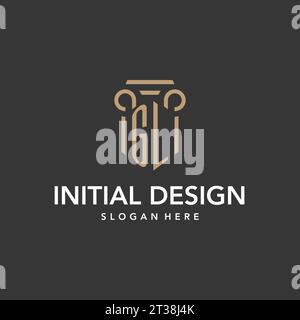 GL logo monogram with pillar style design vector Stock Vector