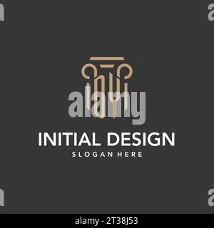DY logo monogram with pillar style design vector Stock Vector