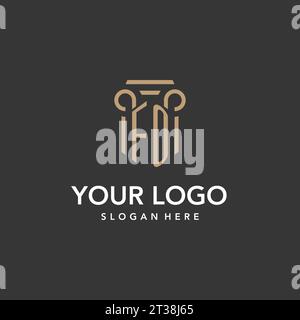 FO logo monogram with pillar style design vector Stock Vector
