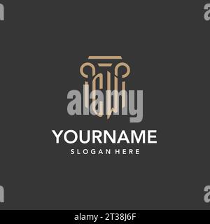 CW logo monogram with pillar style design vector Stock Vector