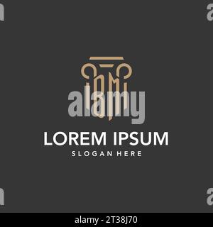 BM logo monogram with pillar style design vector Stock Vector