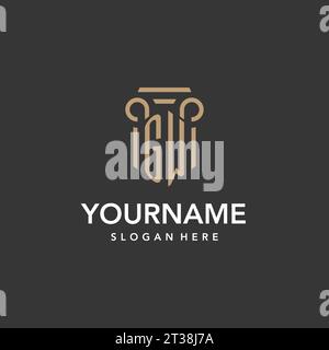 GW logo monogram with pillar style design vector Stock Vector