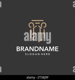 FI logo monogram with pillar style design vector Stock Vector
