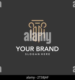 DP logo monogram with pillar style design vector Stock Vector