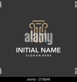 DS logo monogram with pillar style design vector Stock Vector