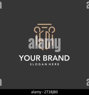 EC logo monogram with pillar style design vector Stock Vector