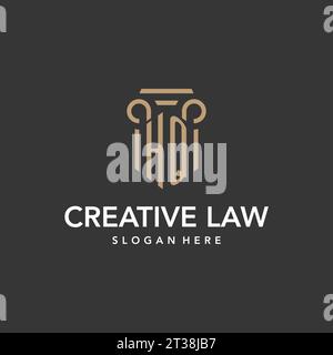 HQ logo monogram with pillar style design vector Stock Vector