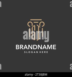 GI logo monogram with pillar style design vector Stock Vector