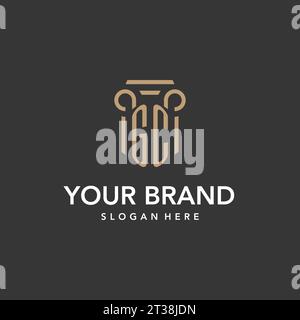 GC logo monogram with pillar style design vector Stock Vector