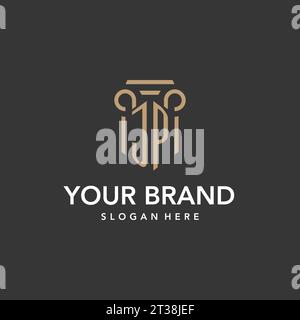 JP logo monogram with pillar style design vector Stock Vector