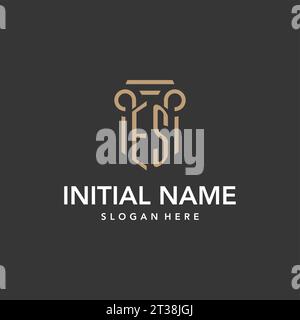ES logo monogram with pillar style design vector Stock Vector